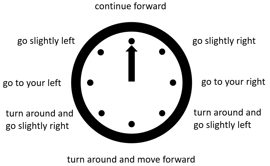 Diagram showing the mapping from vector direction to word instructions