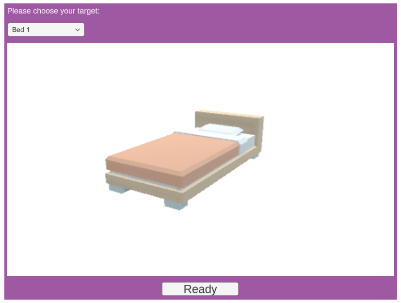 Target popup selecting and showing a bed